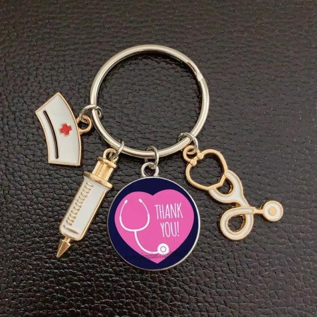 Silver Plated Medical Keychain