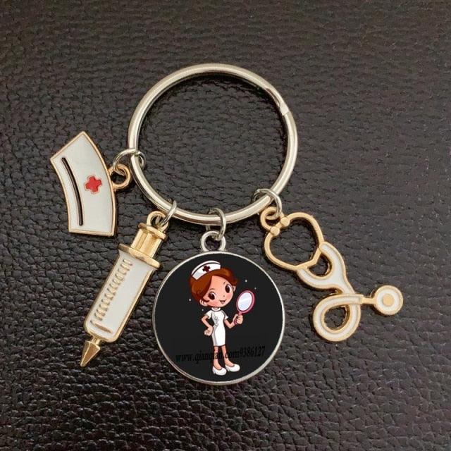Silver Plated Medical Keychain