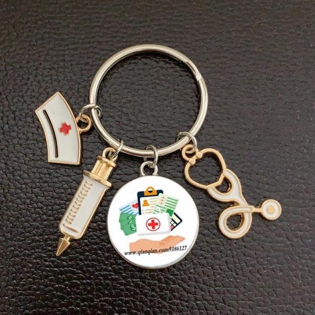 Silver Plated Medical Keychain