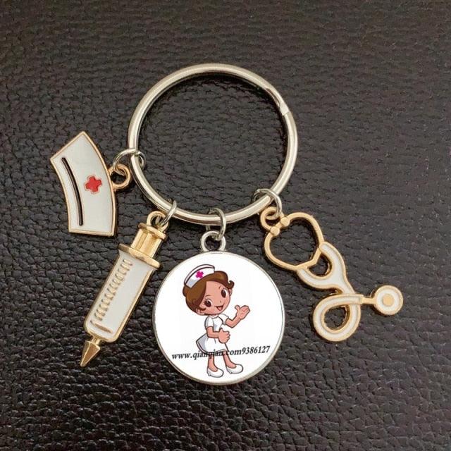 Silver Plated Medical Keychain