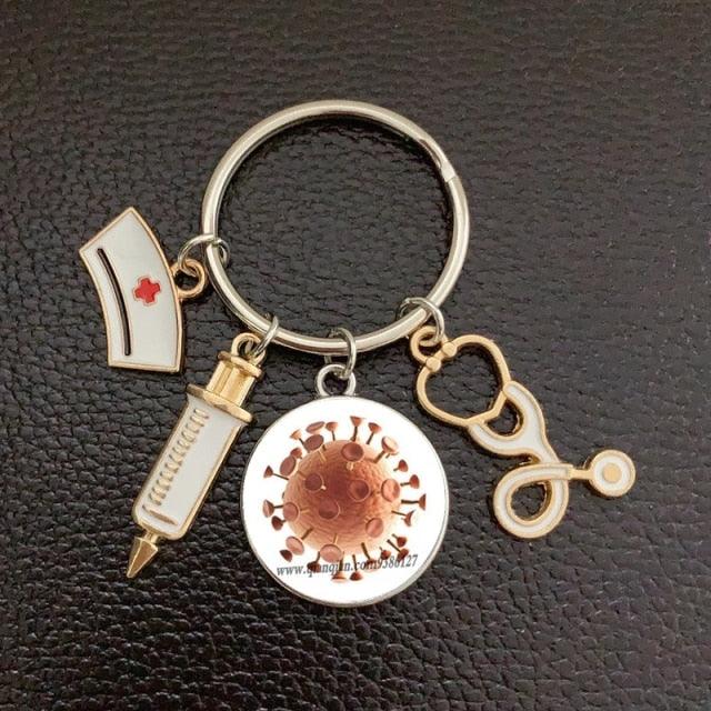 Silver Plated Medical Keychain