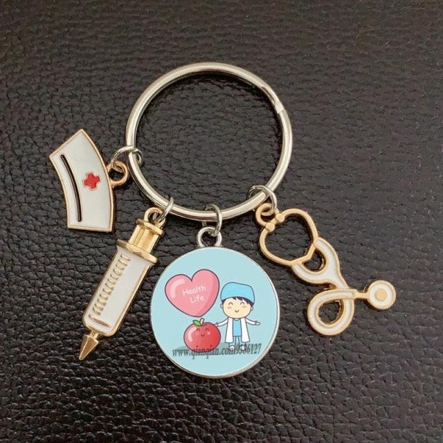 Silver Plated Medical Keychain