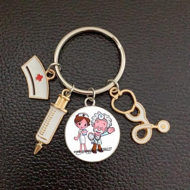 Silver Plated Medical Keychain