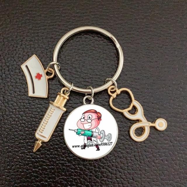 Silver Plated Medical Keychain