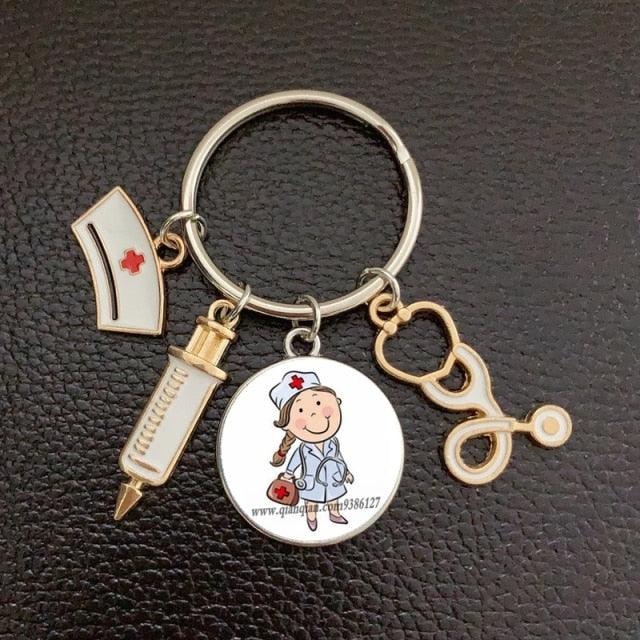 Silver Plated Medical Keychain