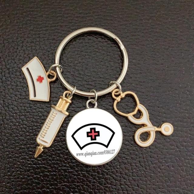 Silver Plated Medical Keychain