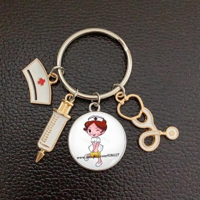 Silver Plated Medical Keychain