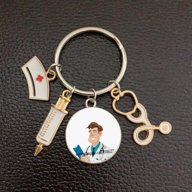 Silver Plated Medical Keychain