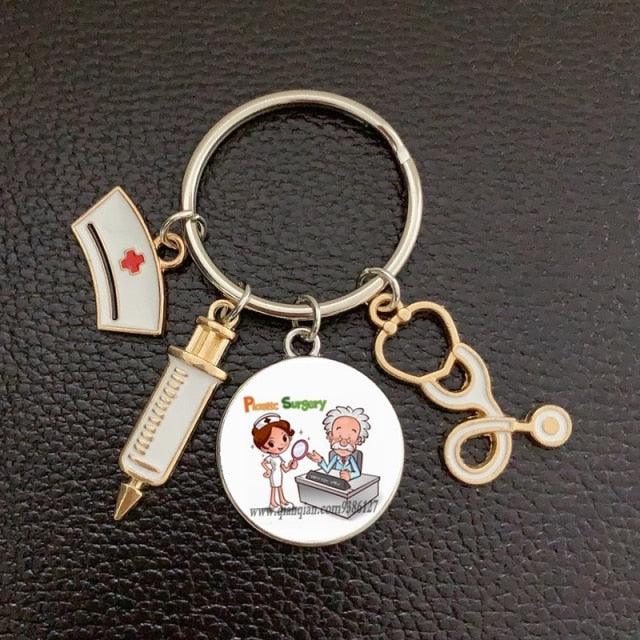 Silver Plated Medical Keychain