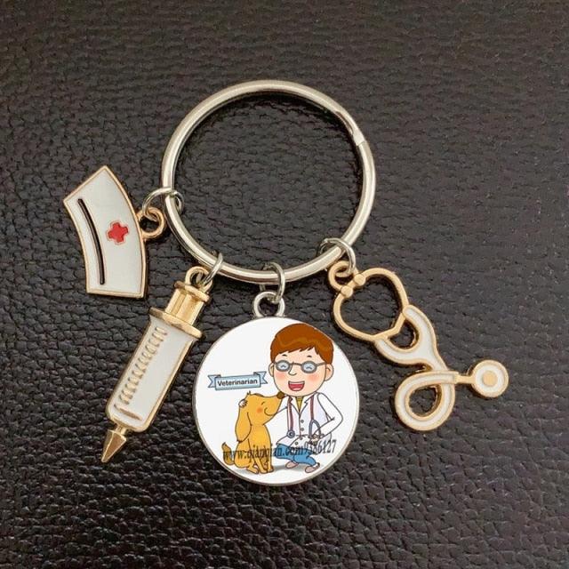 Silver Plated Medical Keychain