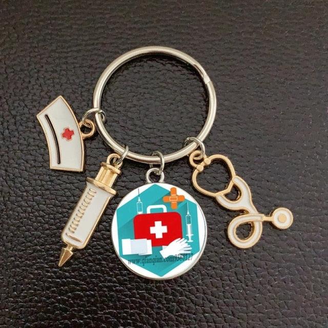 Silver Plated Medical Keychain