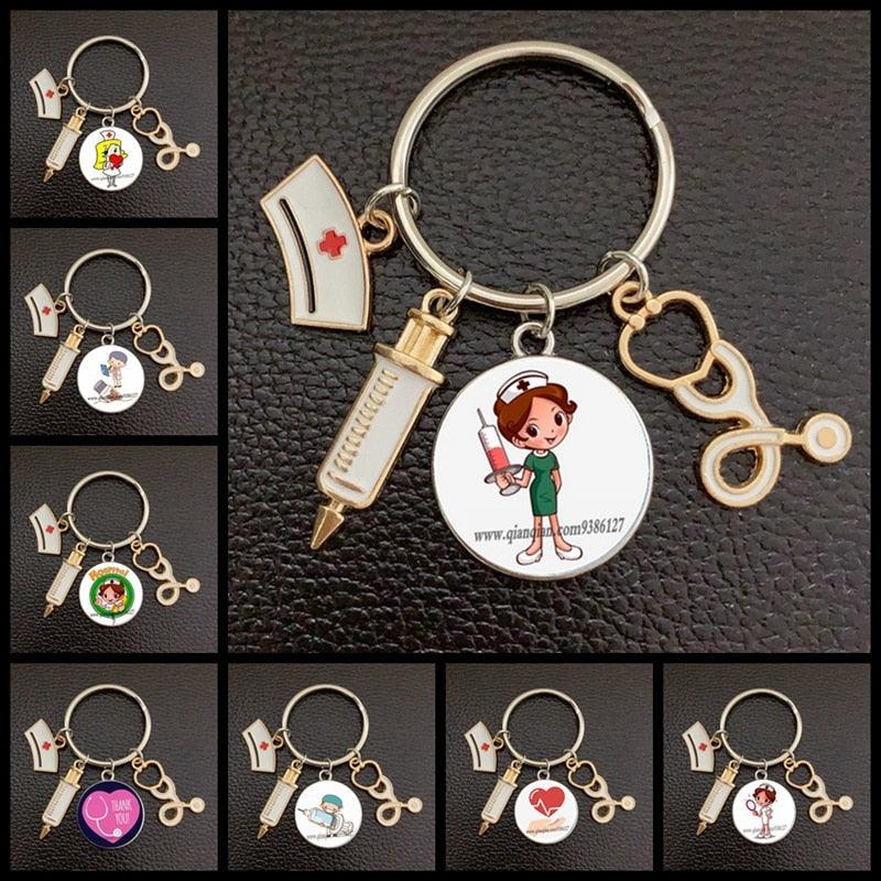 Silver Plated Medical Keychain