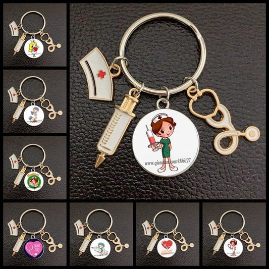 Silver Plated Medical Keychain