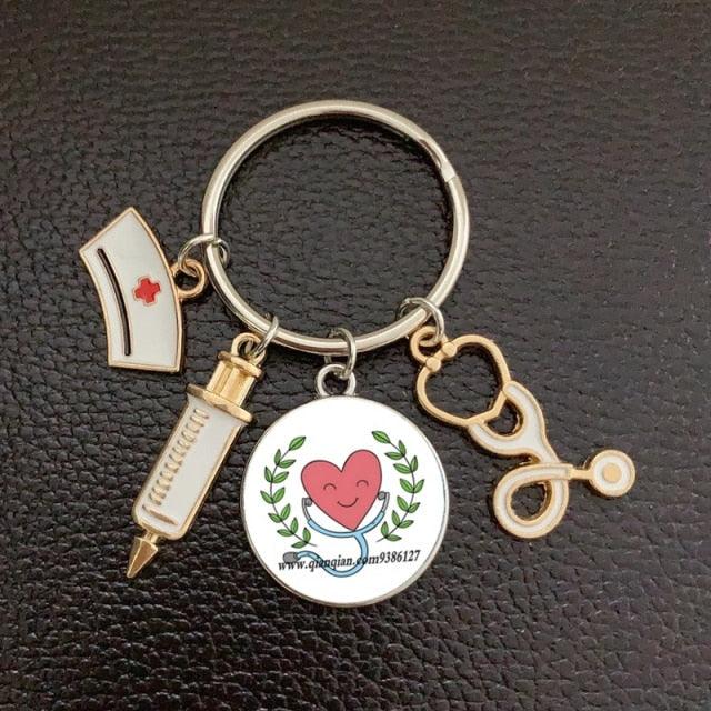 Silver Plated Medical Keychain