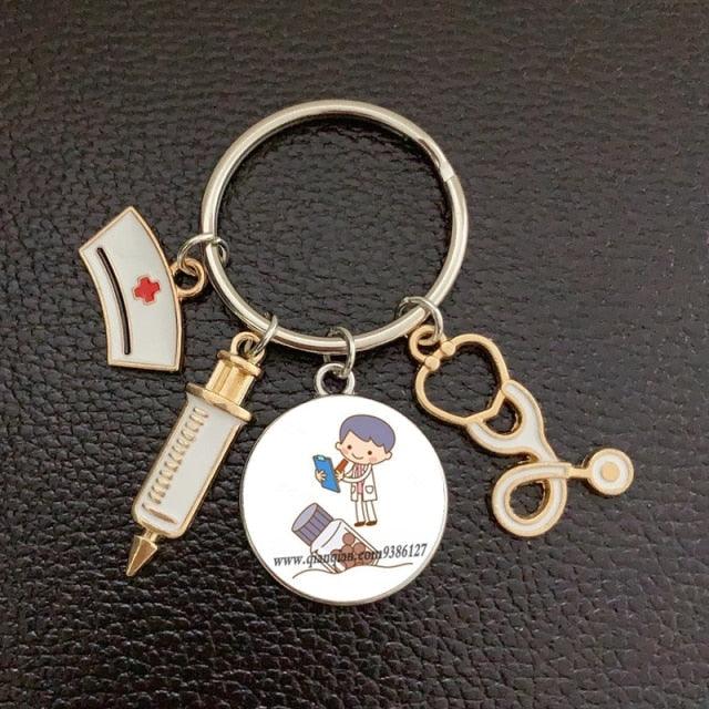 Silver Plated Medical Keychain