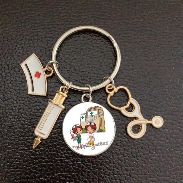 Silver Plated Medical Keychain