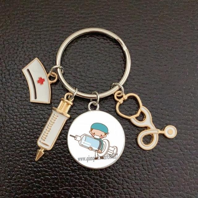 Silver Plated Medical Keychain