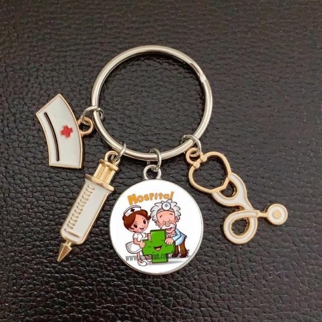 Silver Plated Medical Keychain