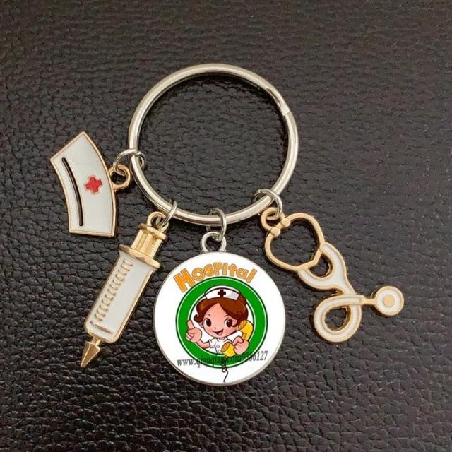 Silver Plated Medical Keychain