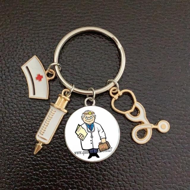 Silver Plated Medical Keychain