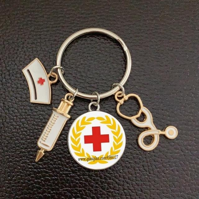Silver Plated Medical Keychain