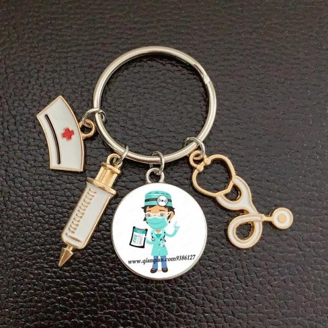 Silver Plated Medical Keychain