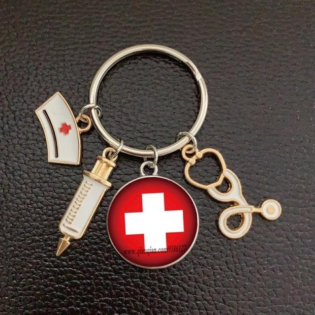Silver Plated Medical Keychain