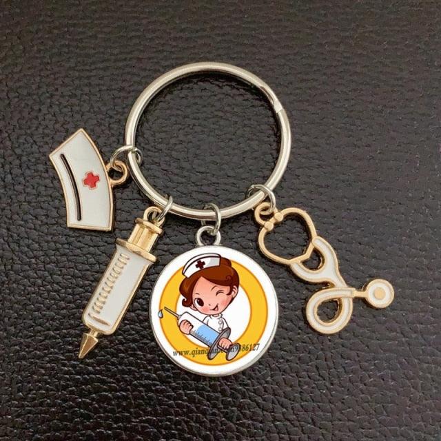 Silver Plated Medical Keychain