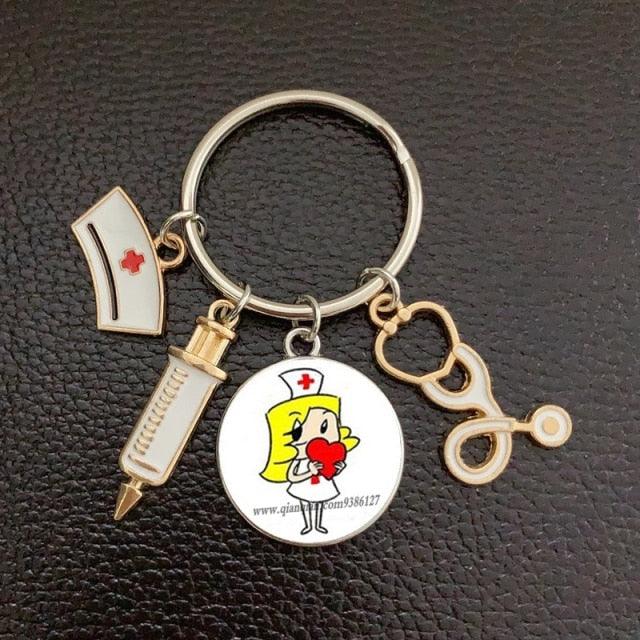 Silver Plated Medical Keychain