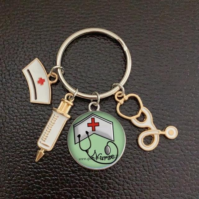 Silver Plated Medical Keychain