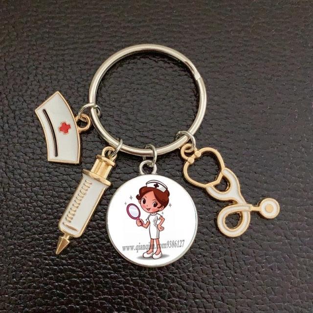 Silver Plated Medical Keychain