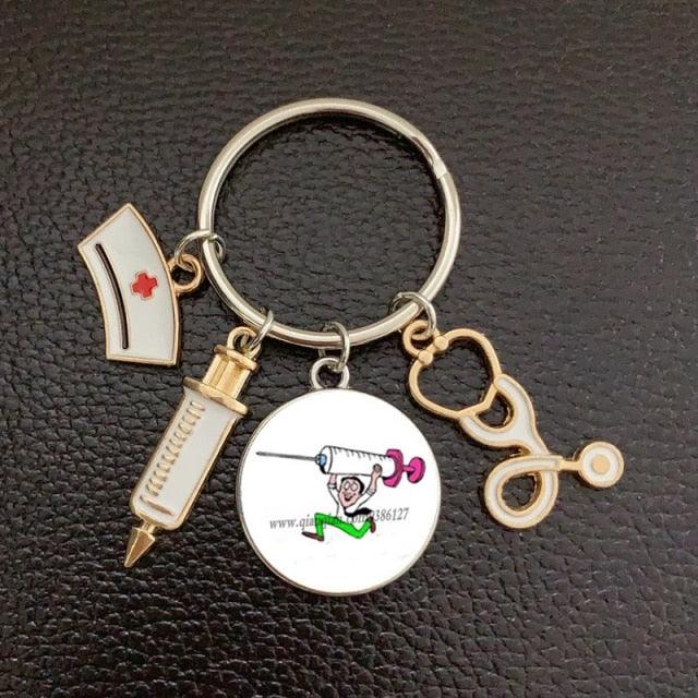 Silver Plated Medical Keychain