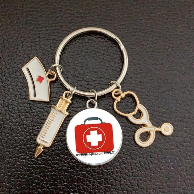 Silver Plated Medical Keychain