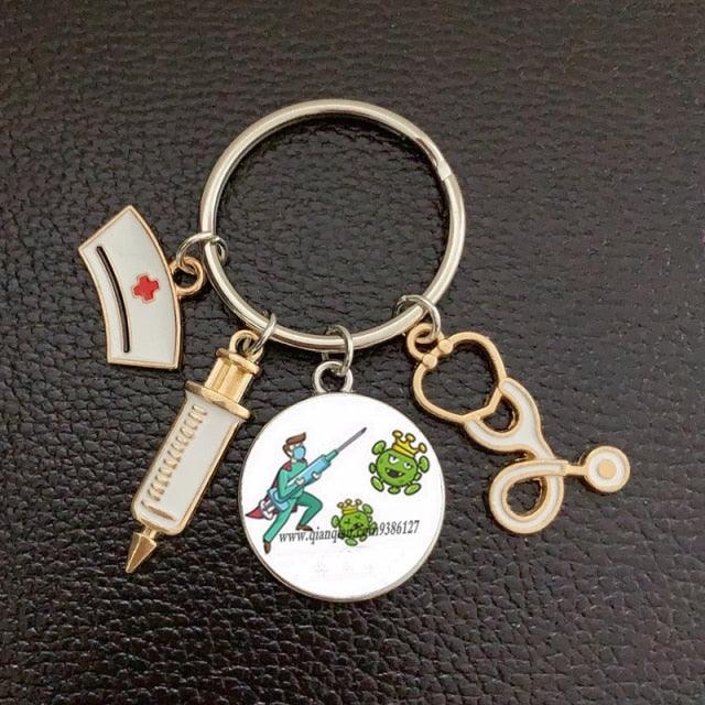 Silver Plated Medical Keychain