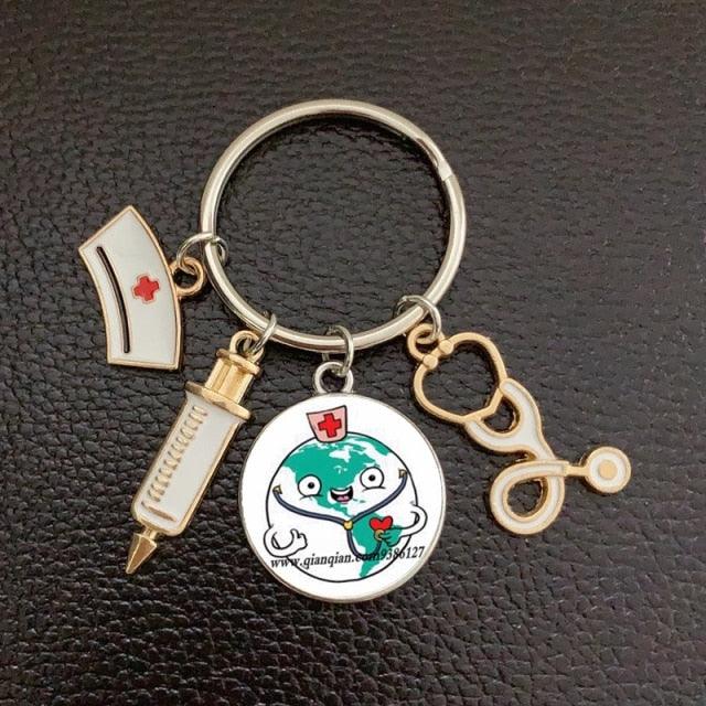 Silver Plated Medical Keychain