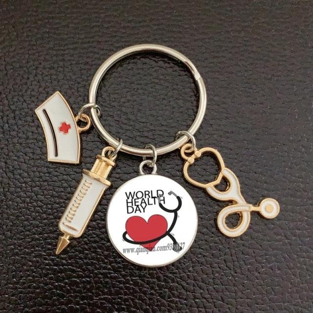 Silver Plated Medical Keychain