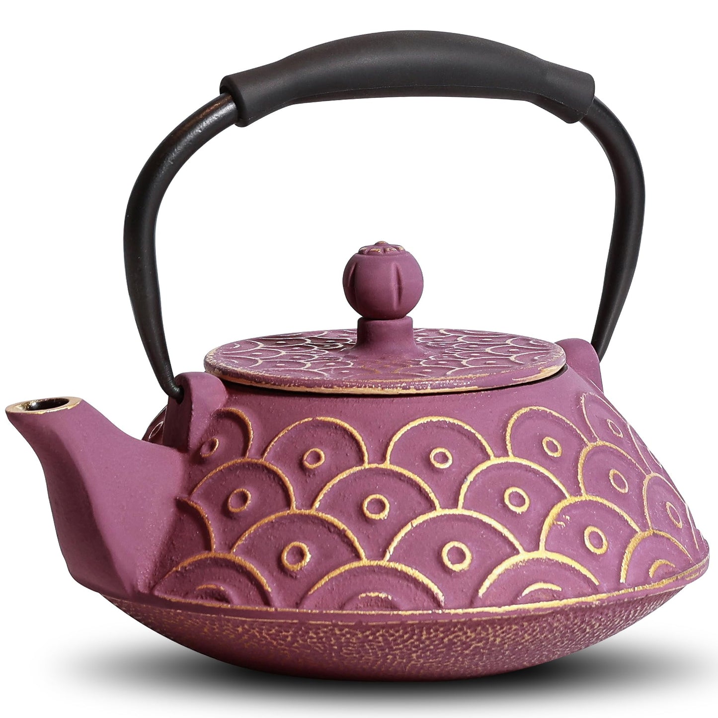 27oz Cast Iron Teapot with Infuser – Fish Scale Pattern