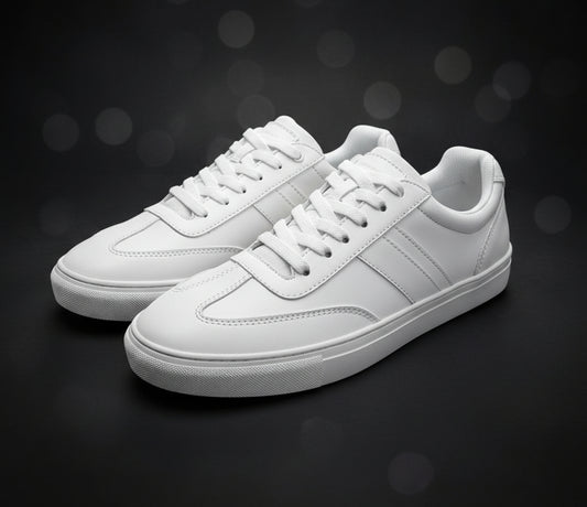 Perry Ellis Men's White Faux Leather Lace Up Low Top Sneakers-Size 10.5
