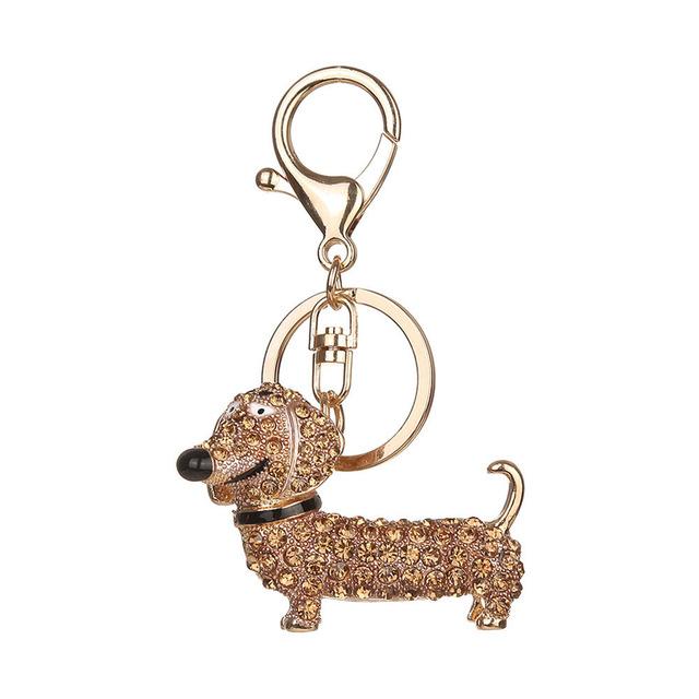 Rhinestone Dachshund Keychain