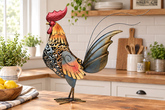 16" Filigree Metal Rooster