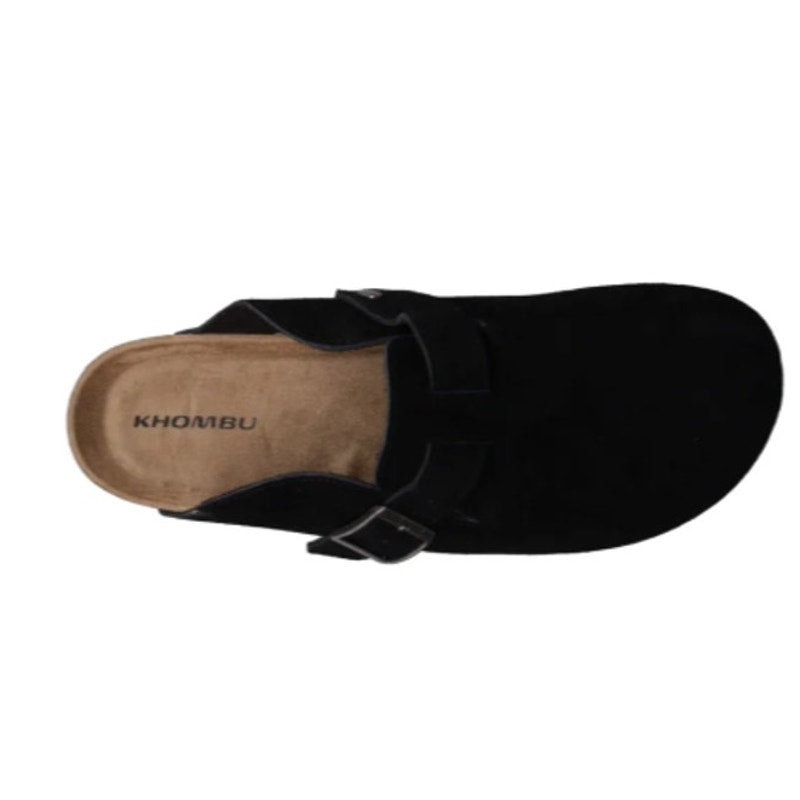 Khombu Men's Damian Cork Slide-On Mule Shoes – Size 9, Black Faux Suede