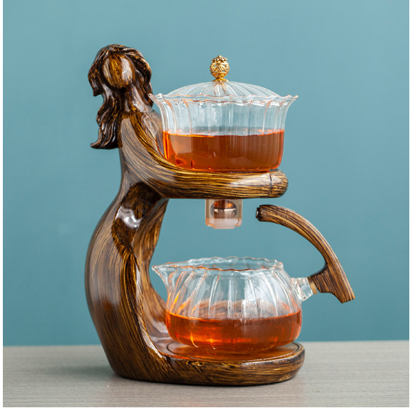 Semi-Automatic Glass Kung Fu Tea Set with Infuser
