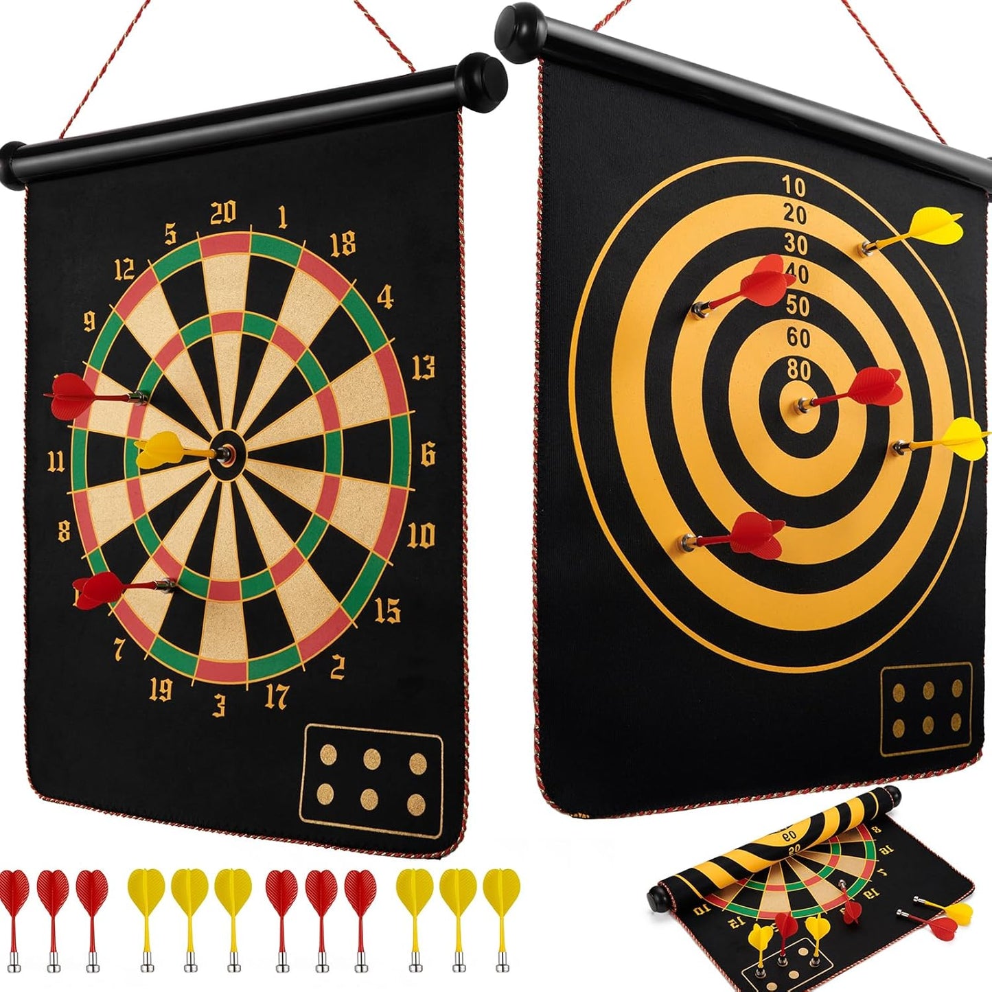Magnetic Double-Sided Dartboard for Family Games