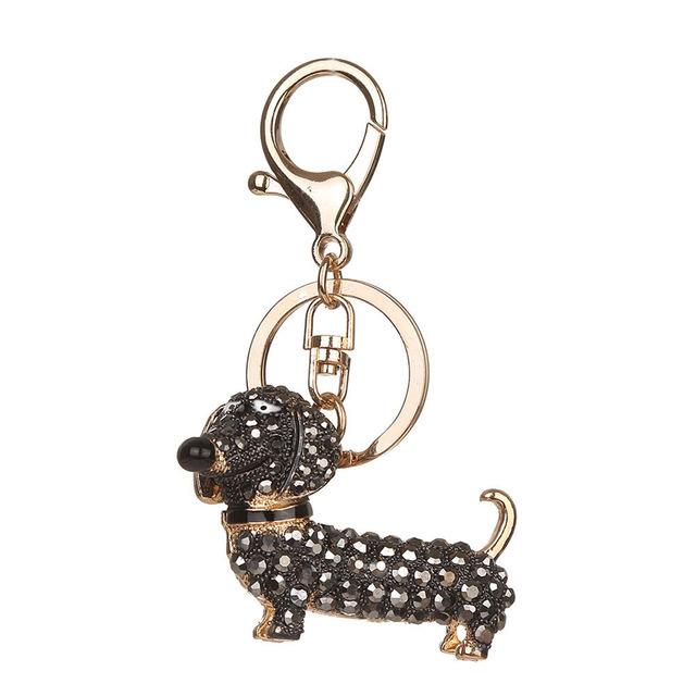Rhinestone Dachshund Keychain