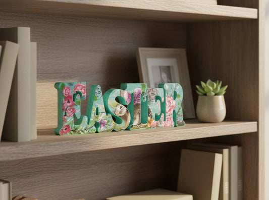 Wooden "Easter" Table Centerpiece 12.5 Inches