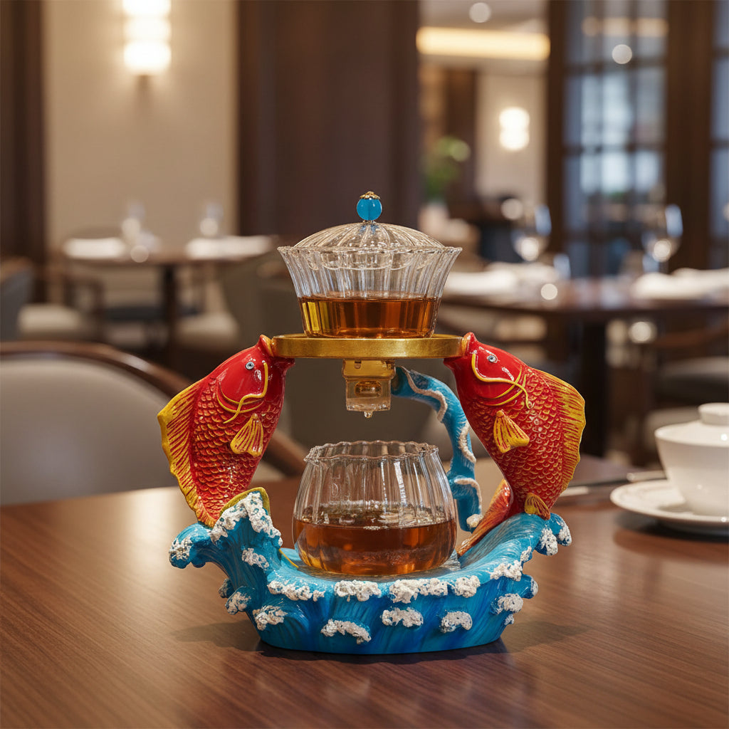 Koi Fish Glass Teapot Set with Infuser