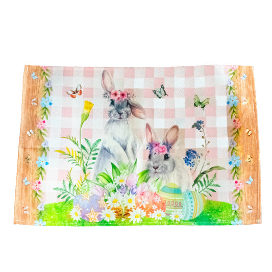 Set of 4 Bunny and Easter Eggs Fabric Placemats