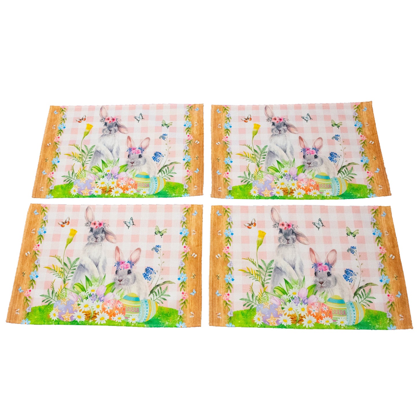 Set of 4 Bunny and Easter Eggs Fabric Placemats