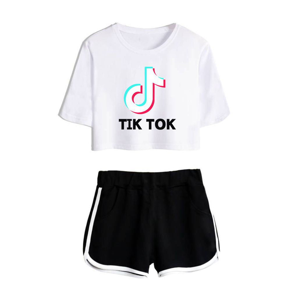 TikTok Oversized Cropped Short Sleeve Set
