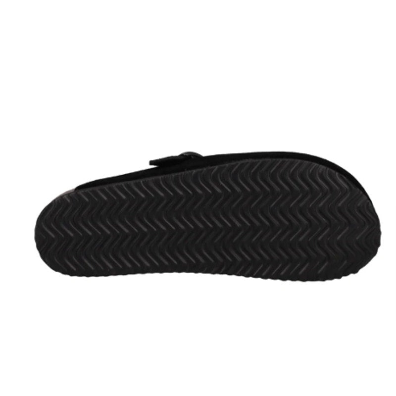 Khombu Men's Damian Cork Slide-On Mule Shoes – Size 9, Black Faux Suede